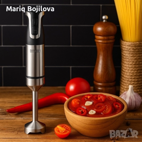 Ръчен пасатор Royalty Line RL-ESTM800, 800W с неръждаема стомана и регулатор на скоростта, снимка 4 - Чопъри и пасатори - 52220486