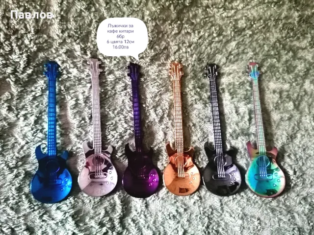Лъжички за кафе Китари 6 бр, снимка 1