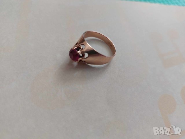 Руски златен пръстен с рубин, снимка 9 - Пръстени - 43453543