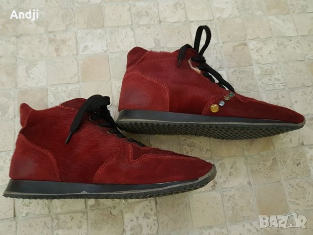 Дамски обувки естествен косъм и зимни на платформаi, снимка 5 - Дамски боти - 27578116