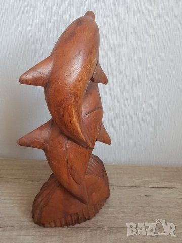 Дървена фигура -делфини, снимка 5 - Антикварни и старинни предмети - 34600793