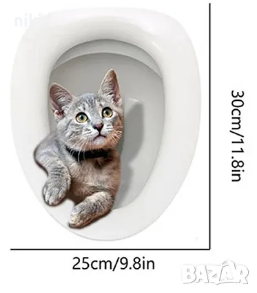 Наблюдаващо коте котка стикер лепенка за стена мебел или тоалетна чиния за капака, снимка 2 - Други - 47293723