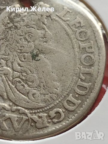 Сребърна монета 15 кройцера Леополд първи Кремниц Унгария 13681, снимка 4 - Нумизматика и бонистика - 42987579