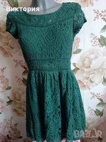 дамска дантелена зелена рокля H&M, снимка 2 - Рокли - 52901703