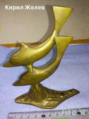 КРАСИВИ ДЕЛФИНЧЕТА Декоративна ФИГУРАЛНА НАСТОЛНА МЕСИНГОВА СТАТУЕТКА - За ТЕМА ФАУНА ИНТЕРИОР 41397, снимка 8 - Статуетки - 43920958