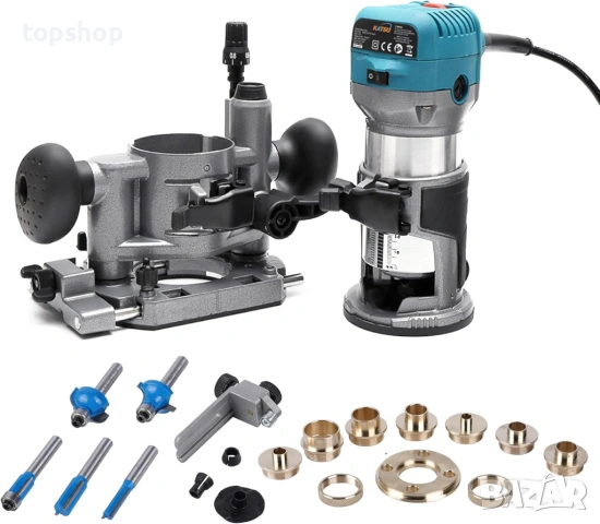 Пълен Комплект Оберфреза KATSU 710W – С Потапяща Основа, Фрезери и Аксесоари