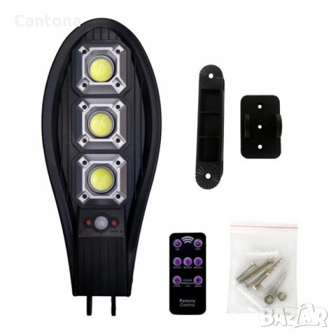Соларна лампа със 3 COB LED диода с лупи, дистанционно, сензор за движение и фотоклетка , снимка 3 - Соларни лампи - 33117246