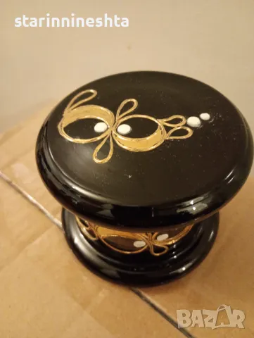 Ретро Винтидж стара луксозна кутия за бижута бижутерка черно стъкло , снимка 8 - Антикварни и старинни предмети - 49330810