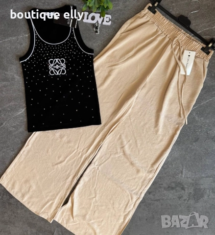 дамски панталон в бежово и тъмно синьо, снимка 2 - Панталони - 51768084