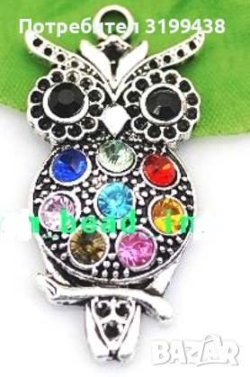 Висулка за колие Сова с имитации на кристал