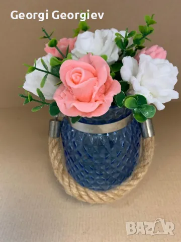 цветя изработени с глицеринов ароматен сапун и Българска роза , снимка 13 - Декорация за дома - 50104898