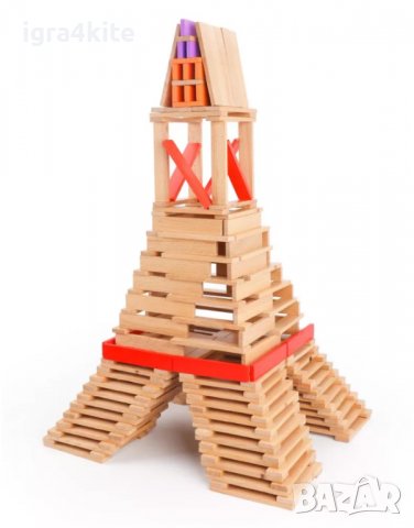 Креативен строител 100 бр. с дървени пластини от масивно дърво City Blocks, снимка 6 - Образователни игри - 36816217