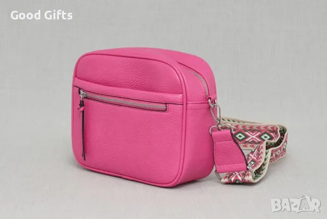 Малка розова дамска чанта с орнаменти на дръжката, снимка 3 - Чанти - 49181277