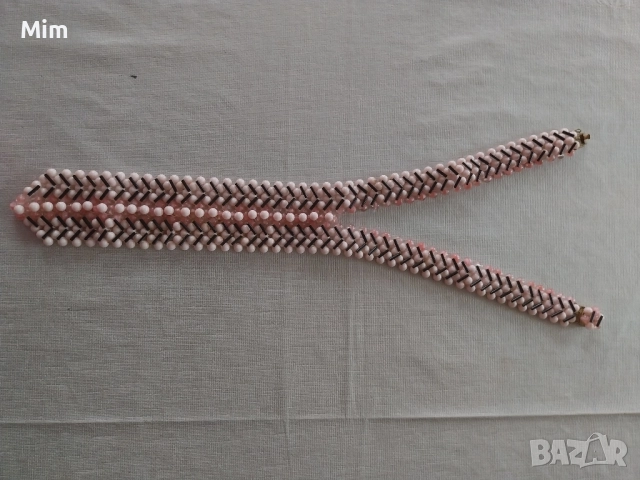 Колие вратовръзка от розови и черни мъниста , снимка 3 - Колиета, медальони, синджири - 52016460