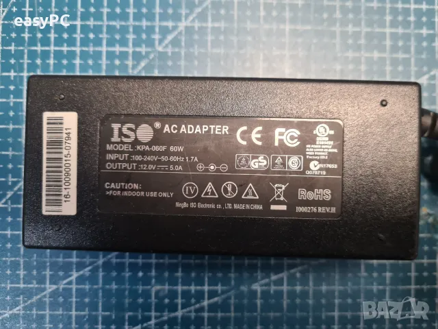 Оригинален захранващ адаптер NINGBO ISO ELECTRONICS CO.,LTD. KPA-060F 12V 5A 60W