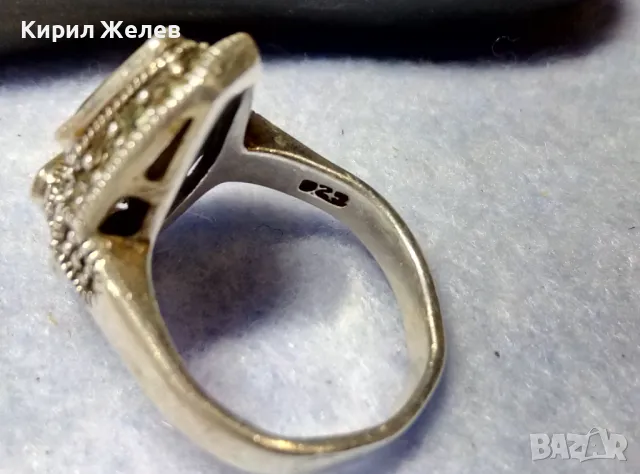 ШАРМАНТЕН СКЪПОЦЕНЕН СРЕБЪРЕН ПРЪСТЕН СРЕБРО 925 с БЯЛА ПОЗЛАТА ЛАБОРАТОРЕН МОЙСАНИТ МАРКАЗИТИ 48743, снимка 7 - Пръстени - 49346500