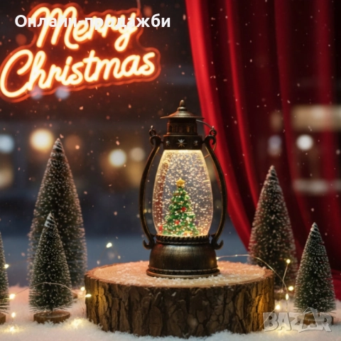 Ретро LED коледен фенер с падащ сняг , снимка 3 - Коледни подаръци - 52243356