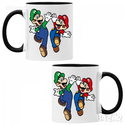 Чаша Super Mario Luigi High Five,Керамична Чаша, Кафе Чай, Игра,Изненада,Подарък,Повод,Празник,Рожде