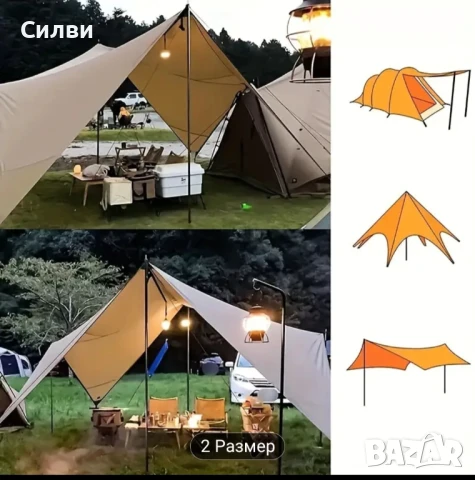 Стоманени пръчки пръти колони за къмпинг навес палатка платнище пръчка кол прахово боядисани, снимка 4 - Други - 50821712