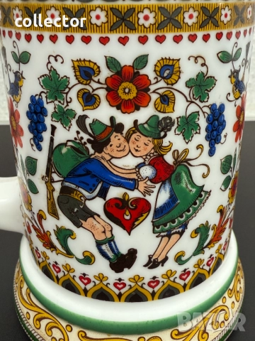 Порцеланова халба с цинков капак. №7605, снимка 4 - Антикварни и старинни предмети - 52373140