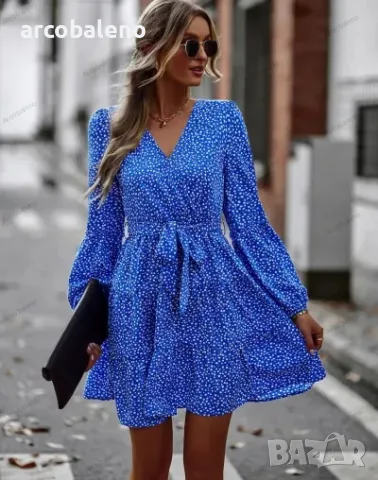 Дамска рокля с V-образно деколте, 4цвята, снимка 18 - Рокли - 39660493