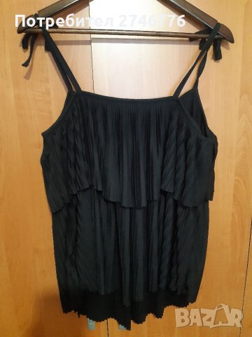 ЛИКВИДАЦИЯ L-XL Ефектно потниче в черно с два волана,за малък и средно голям бюст, като ново, снимка 4 - Потници - 36632147