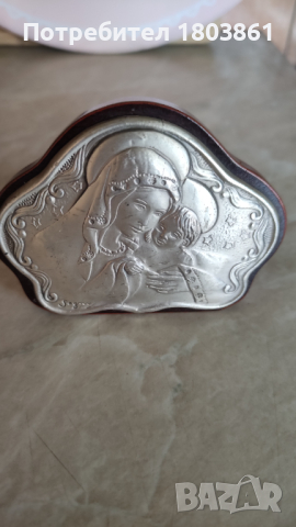 Италианска сребърна иконка Св.Богородица и Младенеца, снимка 1