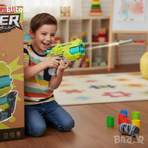 Пистолет с меки куршуми и мишени – забавна коледна играчка за активна игра, снимка 2 - Други - 52820274