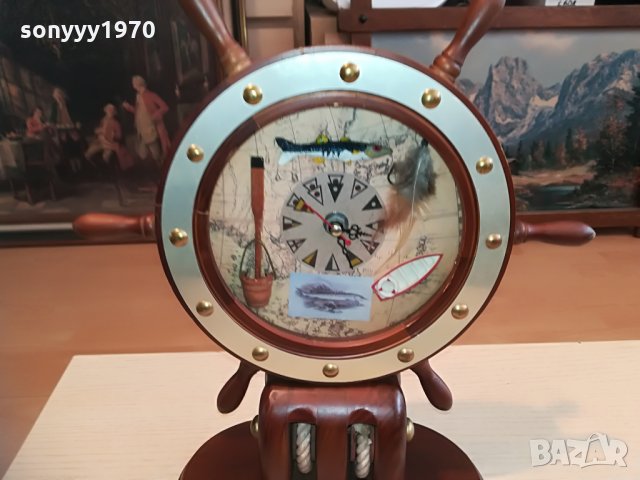 ГОЛЯМ КОРАБЕН РУЛ-АНТИКА-ЧАСОВНИК-33Х28Х12СМ, снимка 8 - Колекции - 28672376