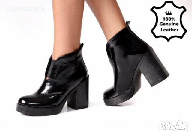 Боти на ток - черен ЕСТЕСТВЕН лак - IV-32 Кат. номер: IV-32