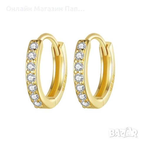 Bamoer 925 сребърни обеци хугита с цирконий, златни/сребърни, 9-12мм, сертификат,, снимка 7 - Обеци - 52339582