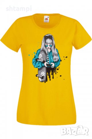 Дамска Тениска Scate woman,Изненада,Повод,Подарък,Празник, снимка 3 - Тениски - 37639469