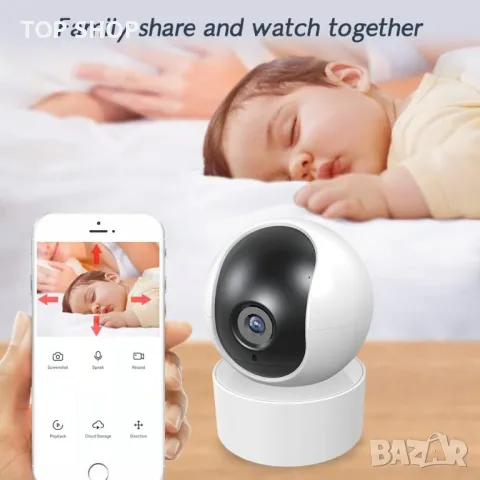 вътрешна WiFi охранителна камера,360° покритие,двупосочно аудио,проследяване на движение,T53A, снимка 5 - Камери - 48507983