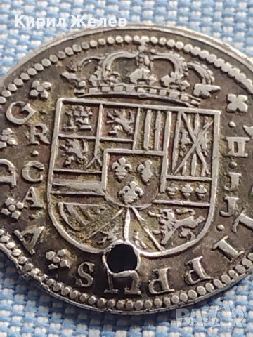 Сребърна монета 2 реала Филип пети Суенка Испания 8993, снимка 2 - Нумизматика и бонистика - 42970104