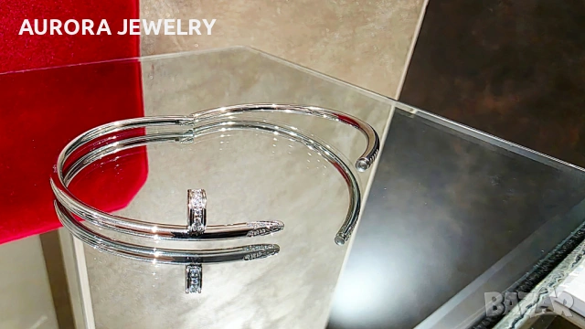 CARTIER Nail Juste un Clou Silver Small Thin Diamonds Гривна Пирон, снимка 5 - Гривни - 53148749