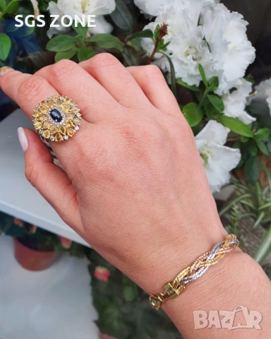 Сребърна Гривна със Златно Покритие от Италия, снимка 9 - Гривни - 46975596