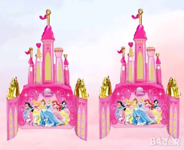 Голям замък с принцеси фолио фолиев балон хелий или въздух парти рожден ден, снимка 3 - Други - 48893767