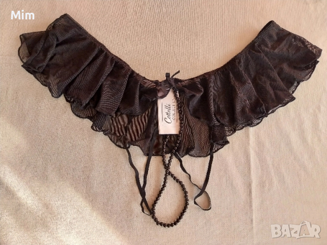 2XL/4XL Черна еротична прашка с черни мъниста 