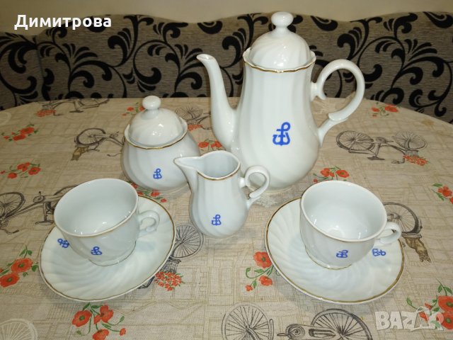 Български ретро порцеланов сервиз за чай, снимка 1 - Сервизи - 27349837