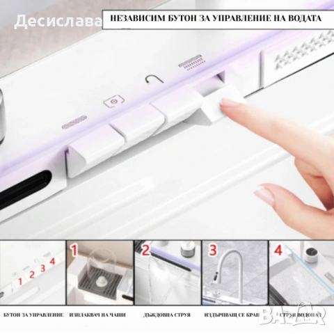 Умна кухненска мивка с изтеглящ се кран – LED дисплей, водопад, филтрирана вода , снимка 2 - Мивки - 53137399