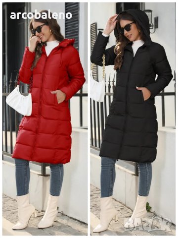 Зимно дамско яке със средна дължина и изчистен дизайн, 2цвята - 023, снимка 1 - Якета - 43010694