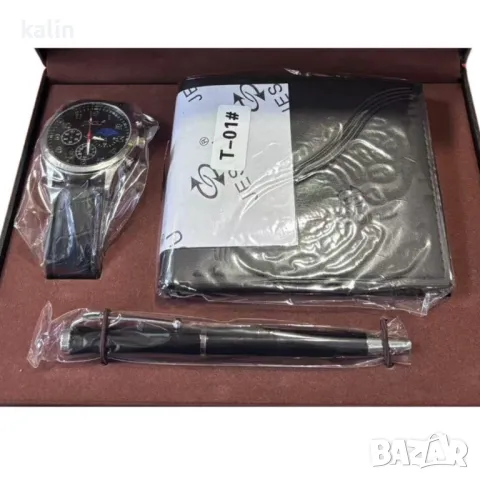Луксозен подарък за всеки мъж – Часовник, портфейл и химикалка, снимка 2 - Портфейли, портмонета - 49467358