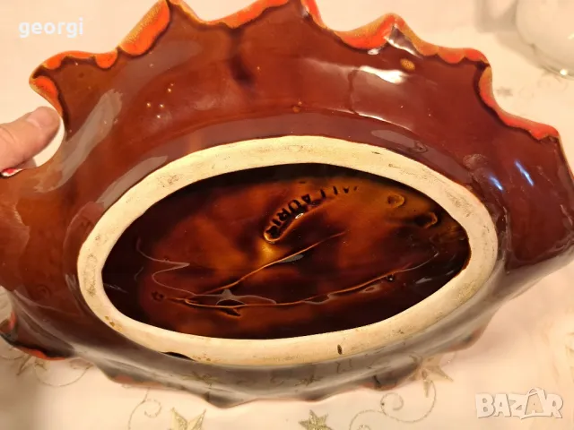 френско керамично плато листо Vallauris  6/5, снимка 8 - Декорация за дома - 49318267