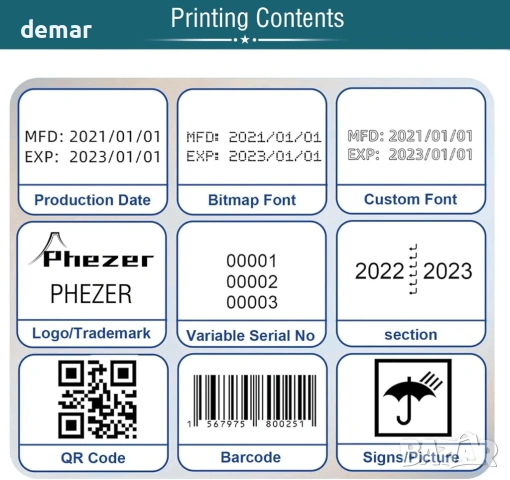 Phezer 1-инчова 72 мл бързосъхнеща мастилена касета за ръчен принтер, снимка 5 - Консумативи за принтери - 53384343