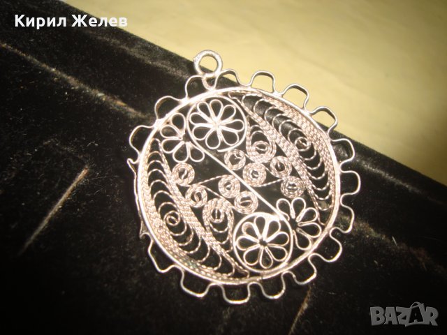 СРЕБЪРЕН ФИЛИГРАН СТАРИНЕН МЕДАЛЬОН РЪЧНА ЮВЕЛИРНА МАЙСТОРСКА РАБОТА 19 ВЕК 22201, снимка 6 - Колиета, медальони, синджири - 33133735