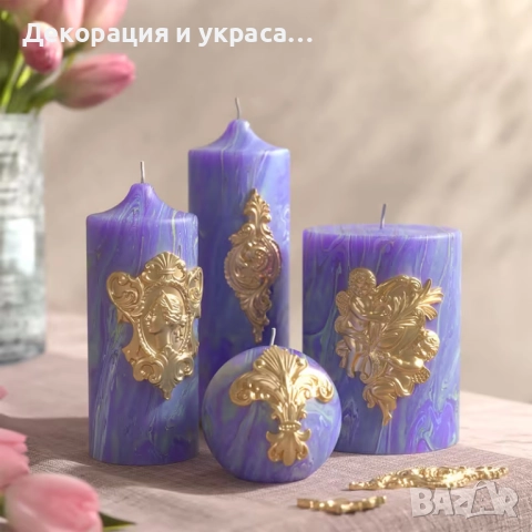 Сватбени свещи в бароков стил, снимка 2 - Декорация - 52587727