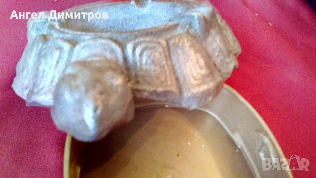 Страхотен калаен пепелник Костенурка , снимка 4 - Антикварни и старинни предмети - 37445294