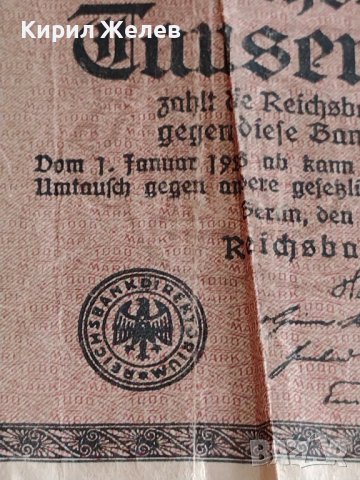 РАЙХ БАНКНОТА 1000 марки 1922г. Германия УНИКАТ ЗА КОЛЕКЦИОНЕРИ 36814, снимка 6 - Нумизматика и бонистика - 39898831