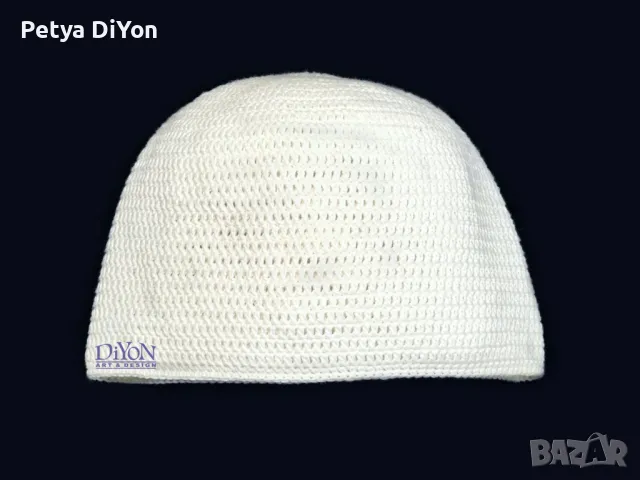 Плетена мъжка лятна шапка от памук в бяло