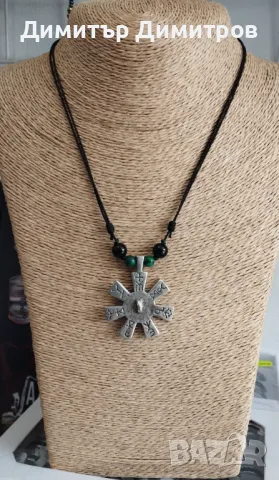 Колие с Розетата от Плиска и оникс и малахит. Бижута Луди гъби. Ръчна изработка.